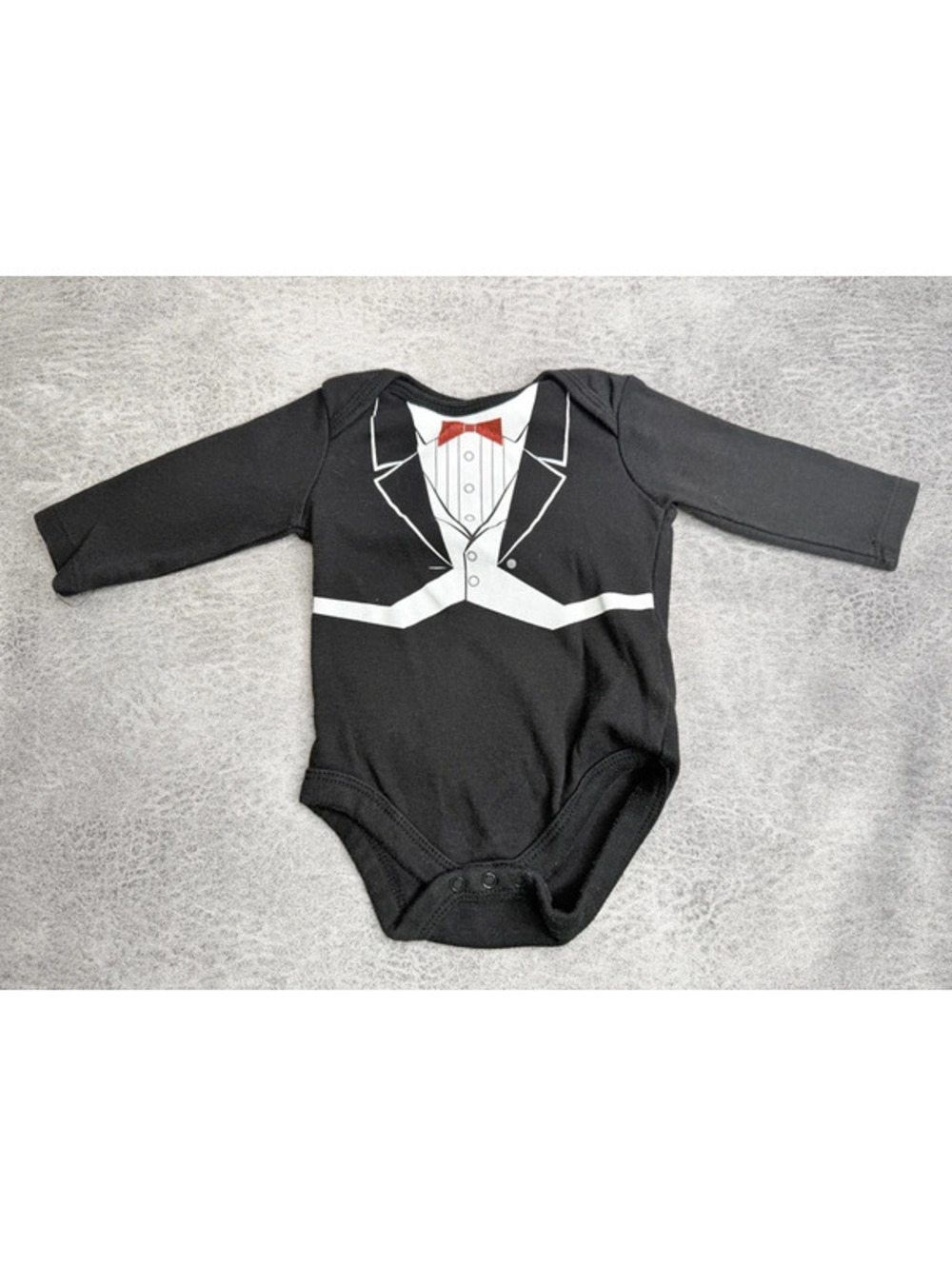 Baby Tuxedo Bodysuit 0-3 Months Black White Red Bow Tie Formal